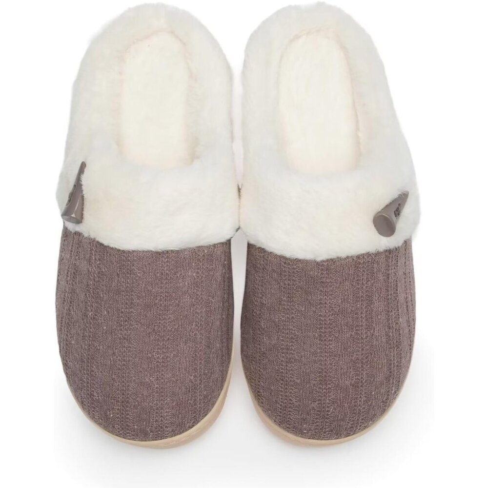 〽️Women's Coffee NineCiFun Slip Slippers Memory Foam Warm Plush House Shoes